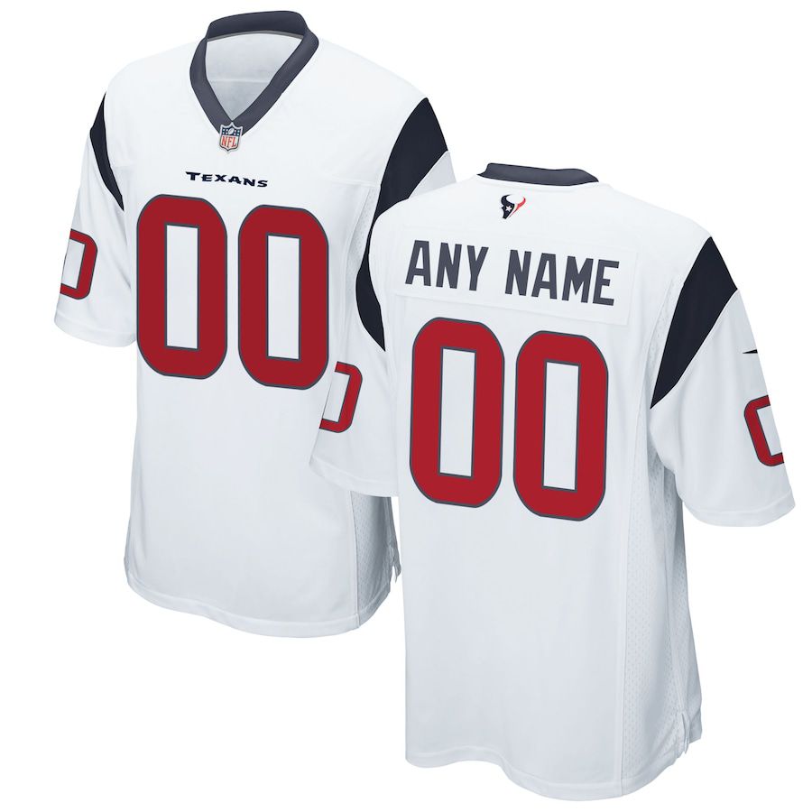 Men Houston Texans Nike White Custom Game NFL Jersey->->Custom Jersey